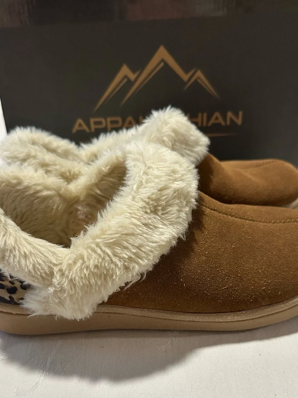 Appalachian Trail Women's Tan- Leopard  Fur Collar Midcut Bootie